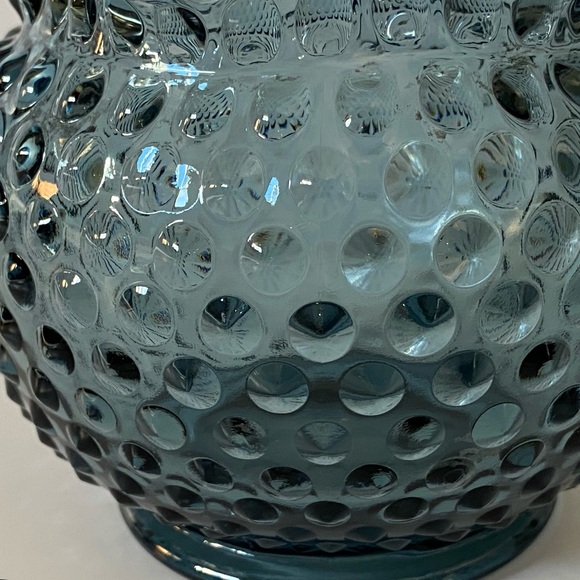 RARE Fenton Hobnail Ruffled Bowl Vase Federal Blue 5” Excellent Condition Fots - Picture 10 of 16